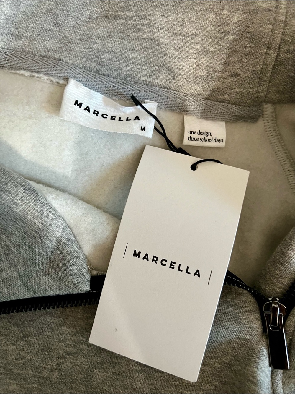 MARCELLA NYC Tompkins Melange Grey French Terry Hoodie Dress - Picture 5 of 12